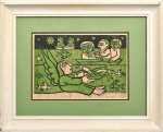 ART NAIF - RAIMUNDO OLIVEIRA - 1965 - xilogravura - CENA BÍBLICA  - ME: 66 cm x 53,5 cm; MI: 52 cm x 40 cm