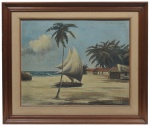 FRANCISCO COCULILO - " Paisagem , O.S.E., assinado no canto inferior direito. Possui ínfimo furo na tela. ME:78cm x 92,5cm; MI: 54cm x 69cm