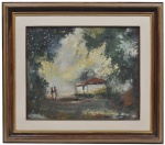 RAFAELLE GORIZIA - Pintor Italiano - ost - acie - 1988 - "casebres". ME: 86 cm x 76 cm; Moldura em madeira entalhada; MI: 57 cm x 48 cm