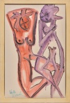 Neith Nevelson - Acrílico sobre tela - Assinado no canto inferior esquerdo - "Mulheres" - MI: 61 cm x 39 cm; ME: 66 cm x 45 cm;  Nota: Neith Nevelson estudou na Accademia di Belle Arti , em Florença, Itália. Influenciada por Salvador Dali, surrealismo, cubismo e expressionismo. Artista conceituada em Nova York com citações em livros de arte, inclusive com catálogo de seus quadros.