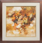 SHIRO NIWA, 1982. Belíssimo quadro, óleo sobre tela, com a representação de pássaros. Medida Externa: 85 cm x 85 cm; Medida Interna: 59,5 cm x 59, 5 cm