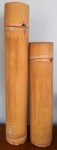 Duas velas com bambu tratado -  Diâmetros:  13 e 14 cm e Aturas: 80 e 60 cm ´Lote com vela usada.