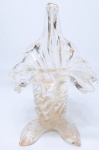 MURANO - Belíssima Cornucópia em vidro artístico de Murano de tonalidade translúcida , feitio em torceil com bolhas e pó de ouro . Itália meados do século XX . perfeito estado de conservação , 22 cm de altura x 15 cm de diâmetro