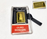 Barra de Ouro Puro 24 K teor 999 com certificado banco Banespa , peso 10 gramas . Item raro no mercado de extrema procura e colecionismo .
