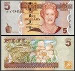 FIJI - SÉRIE RAINHAS - CEDULA DE 5 DOLLARS DO ANO 2007 - EM ESTADO FLOR DE ESTAMPA DE CONSERVAÇÃO