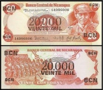 NICARAGUA CEDULA DE 20.000 On 20 Córdobas DO ANO 1987 EM ESTADO FLOR DE ESTAMPA DE CONSERVAÇÃO