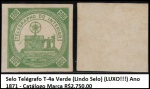 Selo Telégrafo T-4a Verde (Lindo Selo) (LUXO!!!) Ano 1871 - Catálogo Marca R$2.750,00 - SELO EM BÉLISSIMO ESTADO DE CONSERVAÇÃO