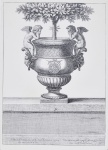Gravura francesa, reproduz imagem de ânfora com alças em forma de anjos, sem moldura 42 x 30 cm