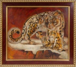 Quadro Onças 62 x 70 cm e emoldurado 76 x 86 cm.
