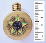 Colecionismo - Belo perfumeiro dourado (seria uma almotolia?), com o brasão da Republica. O perfumeiro mede 5,2 cm de altura X 4,0 cm de largura.