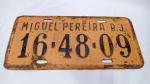 Linda e antiga placa de carro da Cidade de Miguel Pereira no estado do Rio de Janeiro. Mede 35cm de comprimento. Feita em ferro