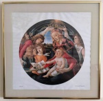 Quadro Gravura com cena da  MADONNA de Sandro Botticelli.  - moldura com vidro . Mede: C/M: 41x41 cm e S/M: 33x33 cm.
