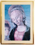 Quadro Gravura com gravura de parte do Quadro Madonna de Sandro Botticelli. Mede: 35x45 cm.