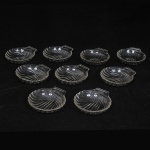 Conjunto de nove coquiles em vidro francês, Pyrex Sedlex, med. 12,5 x 11,5 cm.