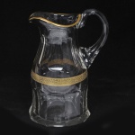 Cristal Moser, jarra de água de cristal tcheco, facetado e decoração em ouro.