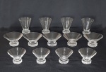Saint Louis, modelo diamante, criado em 1933, por Joseph Bleichner. Parte de serviço, composto de: 4 copos de água, 5 taças de champanhe, 4 copos para coquetail.