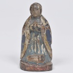 Nossa Senhora - MINIATURA - imagem em madeira policromada, Brasil séc. XVIII. Medida 12 cm.