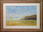 MANOEL SANTIAGO, Praia - Acrílica sobre tela - 39x58 cm - ACIE  e VERSO