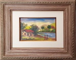 ANITA MALFATTI, Paisagem com figura - Óleo sobre cartão - 20x30 cm - ACID - Déc. 60 ( Esta obra acompanha documento de autenticidade)