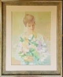 ALBERTO LUME, Figura de moça com flores - Óleo sobre tela - 61x46 cm - ACID