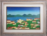 DJANIRA MOTA, Paisagem com casas - Óleo sobre tela - 50x73 cm - ACID