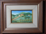 YEDDA - "Paisagem Rural", óleo sobre tela, assinado. 14 x 24cm. Moldura em madeira 38 x 48cm.