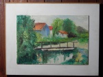 JOUBER - "Casa na Floresta", óleo sobre eucatex, assinado. Total 27 x 35cm.