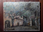CLÉLIA DE CASTRO NUNES - "Largo do Boticário", óleo sobre tela, assinado e datado 1951, 40 x 50cm. Vencedor da medalha de bronze do 17º Salão Paulista de Belas Artes, em 1952.