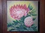 MOEMA CAMPOS - "Flores", óleo sobre tela, assinado e datado de 2003, 40 x 40cm. Sem moldura.