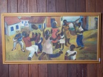 INGRID HIDDENBRAND - "Samba", óleo sobre madeira, assinado e datado 1958, 28 x 59cm. moldura em madeira 33 x 54cm.