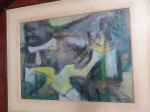 ASSINATURA NÃO IDENTIFICADA - "Abstrato", reprodução de gravura, assinado e datado de 1980, 69 x 49cm. Moldura em madeira acondicionada com vidro frontal 92 x 72cm.