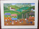 FÁTIMA COURAS - "Arte Naif", óleo sobre tela, assinado e datado 1979, 33 x 46cm. Moldura no estado.