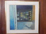 BARCELLOS (?) - "Abstrato", óleo sobre eucatex, assinado, 34 x 34cm. Moldura em madeira patinada de dourado 45 x 45cm.