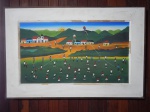 UBIRAJARA PINTO - "Arte Naif", óleo sobre tela, assinado e datado 1976, 39 x 69cm. Moldura em madeira 58 x 88cm.