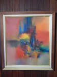 VICENTE CARNEIRO (1927-2005) - "Abstrato", óleo sobre tela, assinado, 50 x 45cm. Moldura em madeira 60 x 55cm.