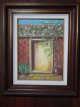 MOEMA CAMPELLO - "Porta de casario", óleo sobre tela, assinado,39 x 29cm. Moldura em madeira 60 x 50cm.