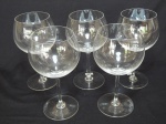 Cinco taças em vidro para vinho tinto ditas baloom. Alts. 19cm.