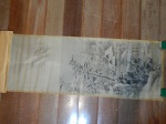 "Paisagem" pintura sobre seda, 120 x 45cm. Assinado. No estado e sem moldura.
