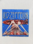 Placa em vidro com pintura acrílica representando arte da banda Led Zeppelin. 16 x 16cm.