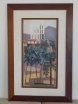 DAVID DA COSTA (Rio, 1928) - "Igreja", óleo sobre tela, assinado e datado 1979, currículo do artista no verso impresso no verso, 38 x 71cm. Moldura em madeira 68 x 101cm.