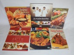 Seis livros de culinário diversos: "O Sabor do Churrasco", "O Sabor das Carnes Exóticas", "Fazendo Arte na Cozinha", "Espírito Santo", "As Receitas Favoritas dos Chefes Favoritos" e "Cheiros e Sabores do Mato Grosso do Sul".