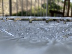 Prato em cristal translúcido lapidado com figuras de flores med 29cm 