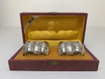 Eberle  - Dois Porta Guardanapos em metal espessurado a  prata em caixa original med 4x6cm e caixa 5x17x9cm