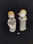2  Esculturas Anjos em Ceramica Vitrificada Weiss . medida: 18 cm altura