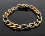 LINDA PULSEIRA  EM  OURO 18K COM MALHA EM OURO AMARELO ENTREMEADO POR OURO BRANCO. PESADA E MUITO BONITA!  18 CM DE COMPRIMENTO. 28,3 G