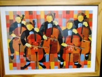 DJANIRA da MOTTA e SILVA  (1914 -1979 ) - ACERVO DA ARTISTA - Quinteto de Violoncelos - Reprodução de Tinta Acrílica sobre tela . Bem emoldurada com madeira de pau marfim e vidro anti- reflexo. Medidas 45 x 34 cm.