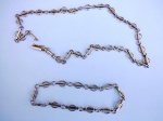 JÓIA : Conjunto de colar e pulseira em ouro 18 k . Colar com 36 cm de comprimento e pesando  15,2 g e pulseira com 18 cm pesando 5,4 g.