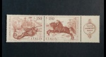 2 SELOS DA ITÁLIA, NOVOS, COM GOMA (PINTURA DE V. CARPACCIO  CAVALEIRO E O DRAGÃO), 1976.