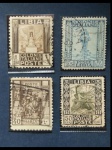 4 SELOS DA LÍBIA, CARIMBADOS (COLÔNIA ITALIANA), 1921/1924.