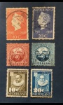 6 SELOS DA HOLANDA, CARIMBADOS, 1948/1950.